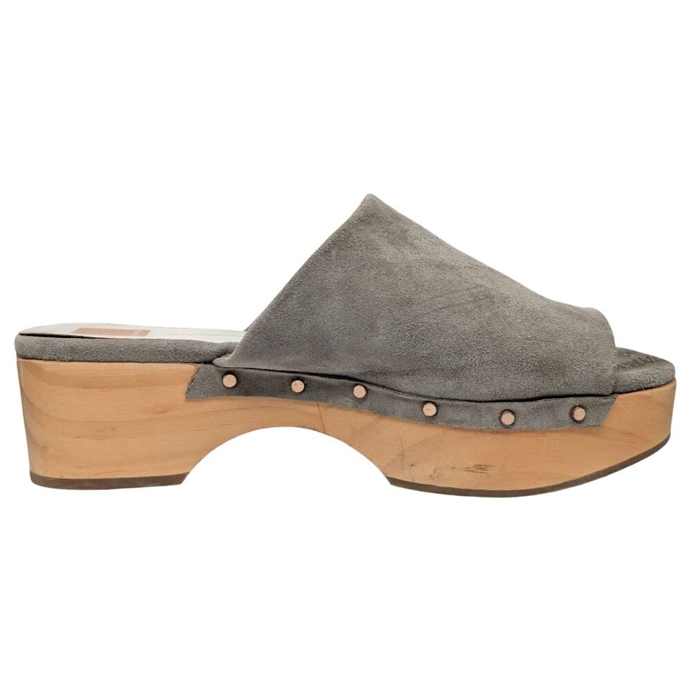 Dolce Vita Dorado Clogs Womens Sage Green Suede Wood Sole Platform Size 10 - Picture 3 of 14